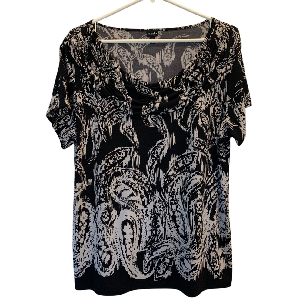 Rafaella Top Scoop Neck Short Sleeve Paisley Size 1X